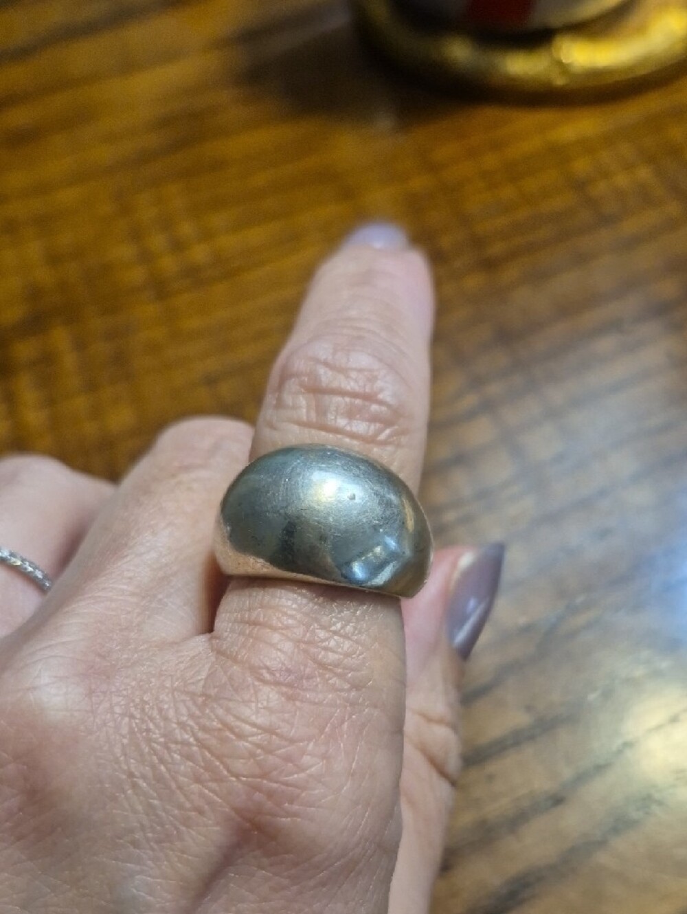 Silver Dome Ring Sz 8 - Picture 3 of 6